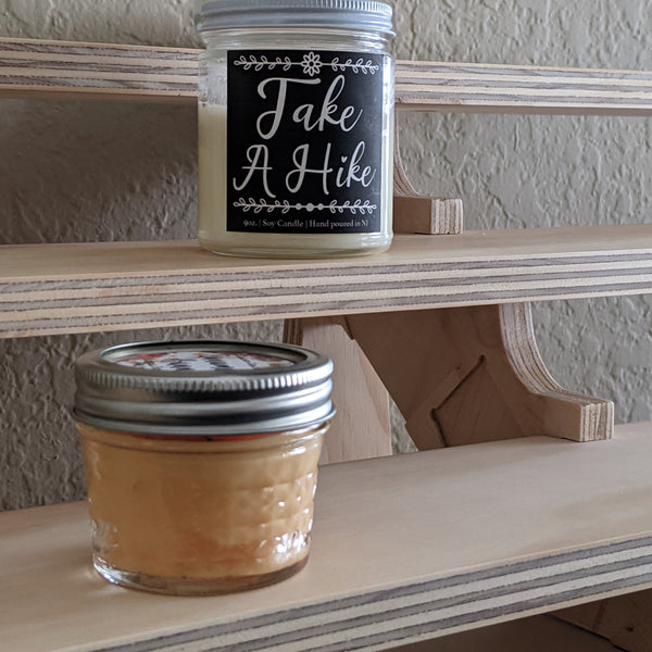 Triple Tiered Shelf Display with Plywood Edge