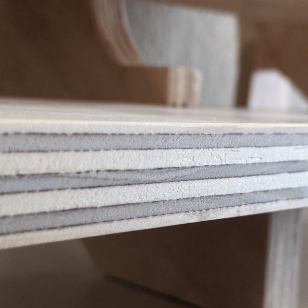 Triple Tiered Shelf Display with Plywood Edge